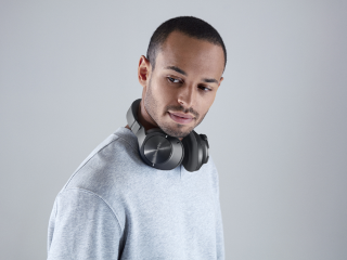 Man wearing headphoes