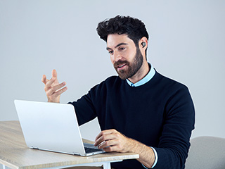 Man wearing earbuds