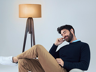 Man wearing earbuds