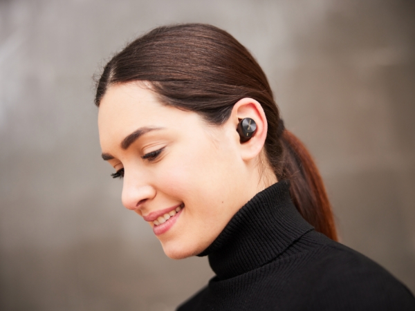 Female wearing earphones