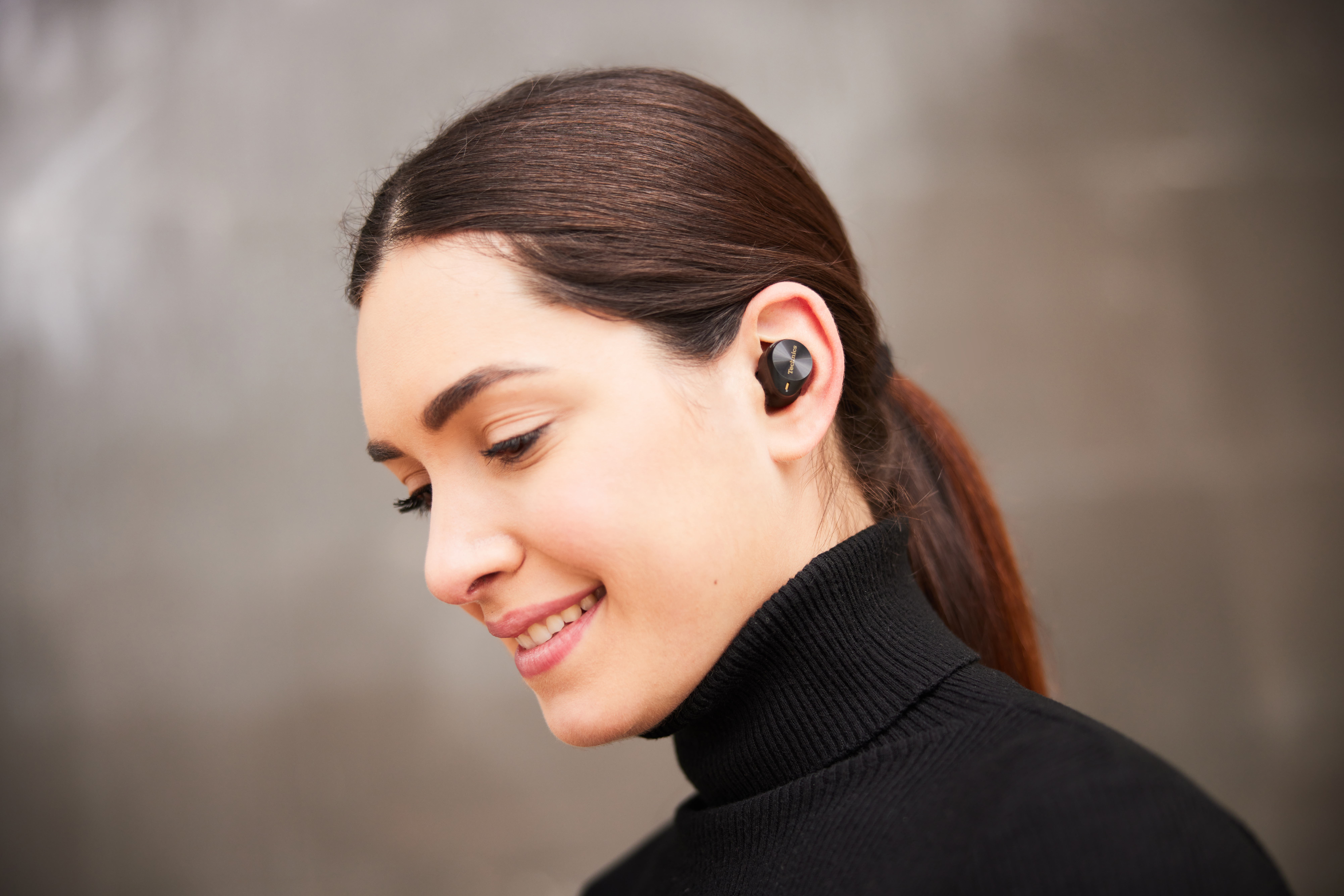 Female wearing earphones