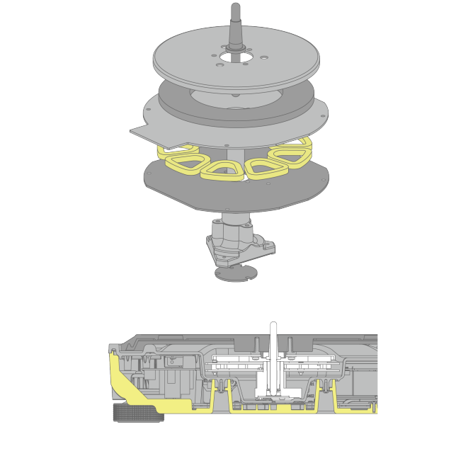 Graphic of Direct Drive Motor, Graphic of High Rigidity Cabinet