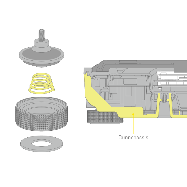 Svært stivt kabinett og høydempende isolator