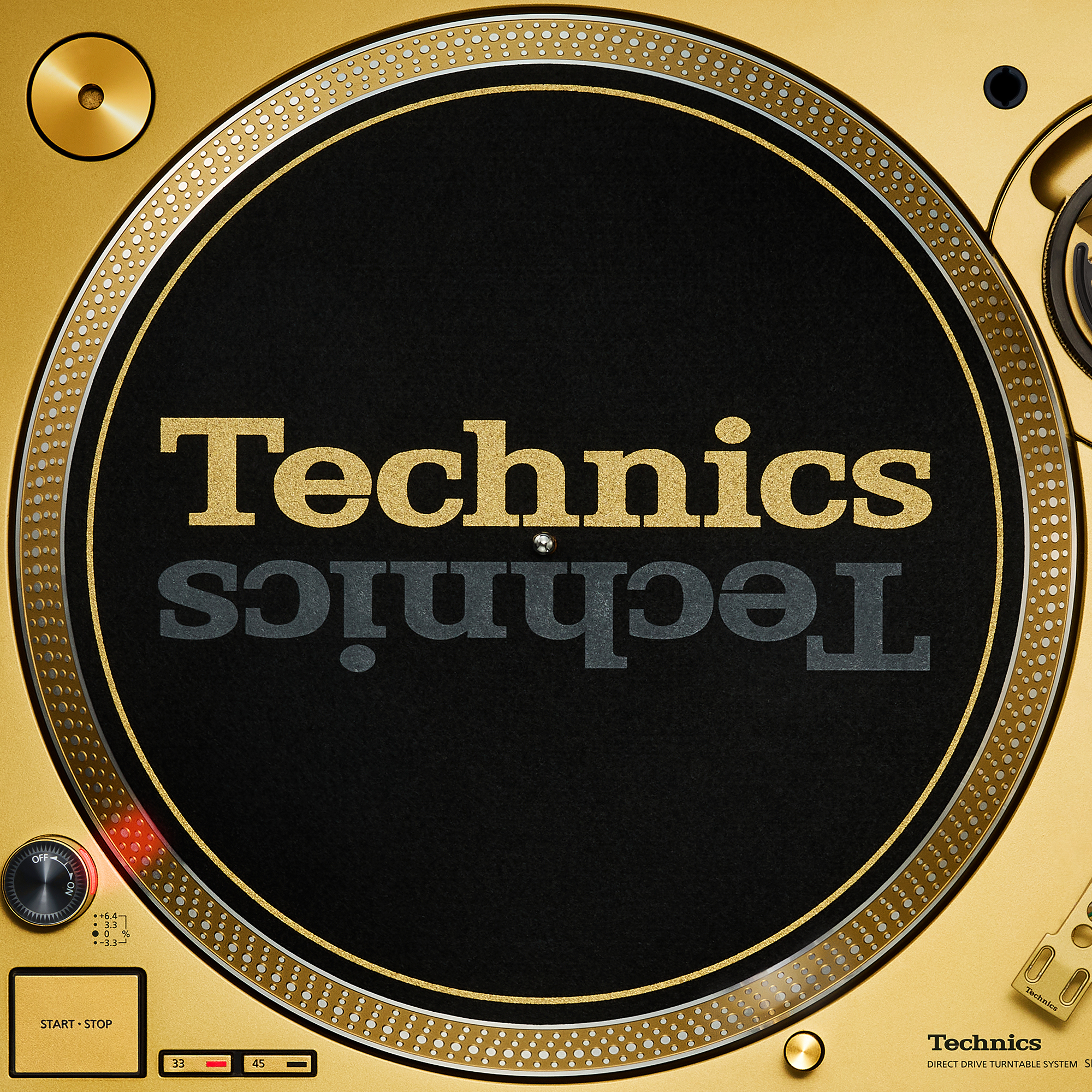 Limited-edition slipmat featuring a gold Technics logo